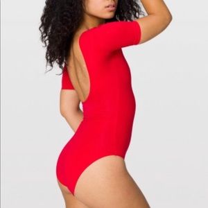 American Apparel Red Short Sleeve Bodysuit